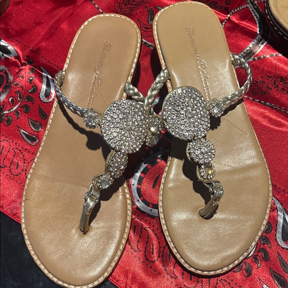 Beverly Hills Polo Club Tan Rhinestone Sandals